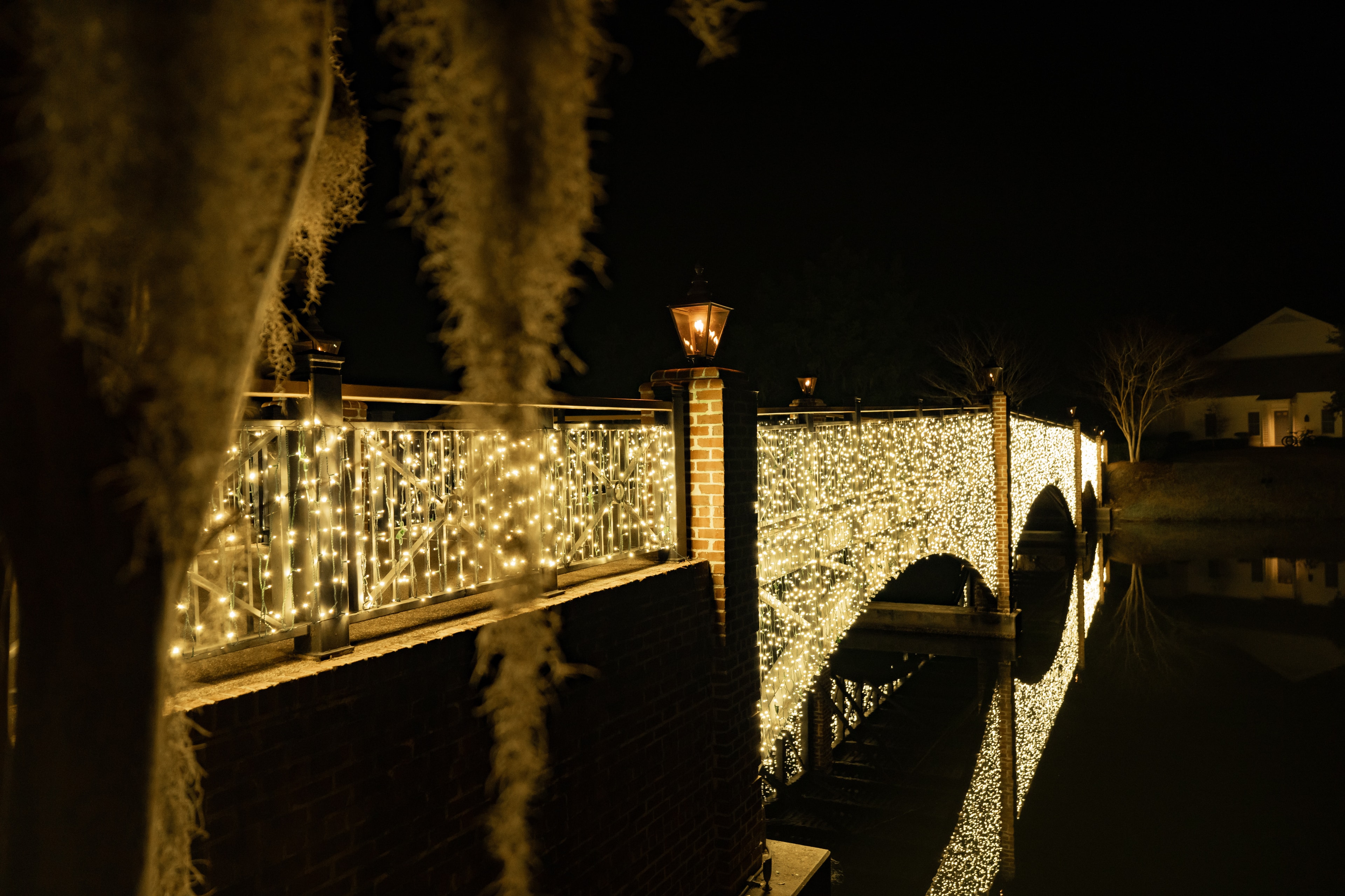 Bridge 2 holiday lighting at night